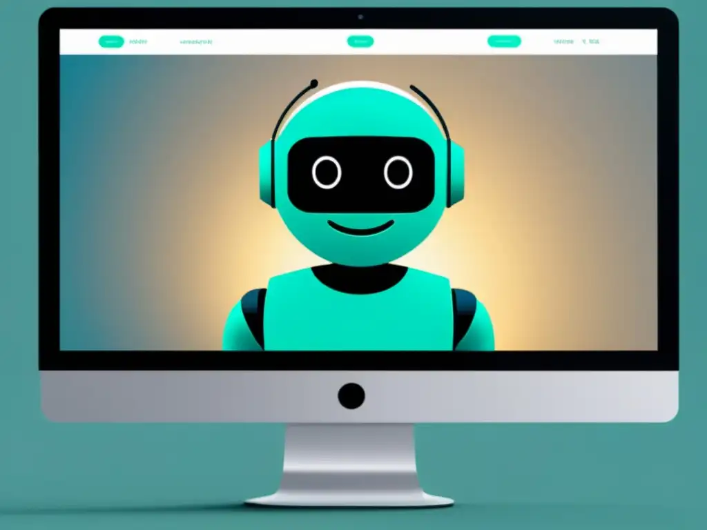 Un asistente virtual de IA se integra de forma elegante en un sitio web de comercio electrónico, destacando sus funciones de IA
