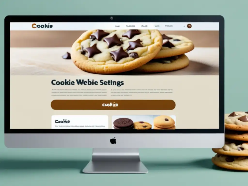 Banner de cookies en pantalla de ordenador, diseño minimalista y opciones de consentimiento