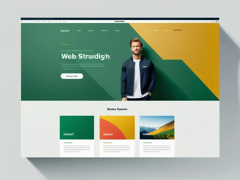 Captura fascinante de diseño web minimalista con jerarquía visual, tipografía audaz y elementos de navegación claros