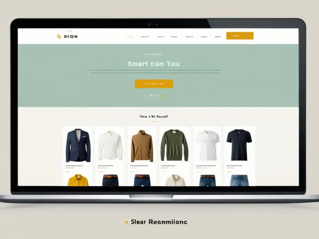 Captura del moderno diseño de interfaz de ecommerce con integración de IA para Optimización SEO en Ecommerce, en tonos neutros y toques de color sutil