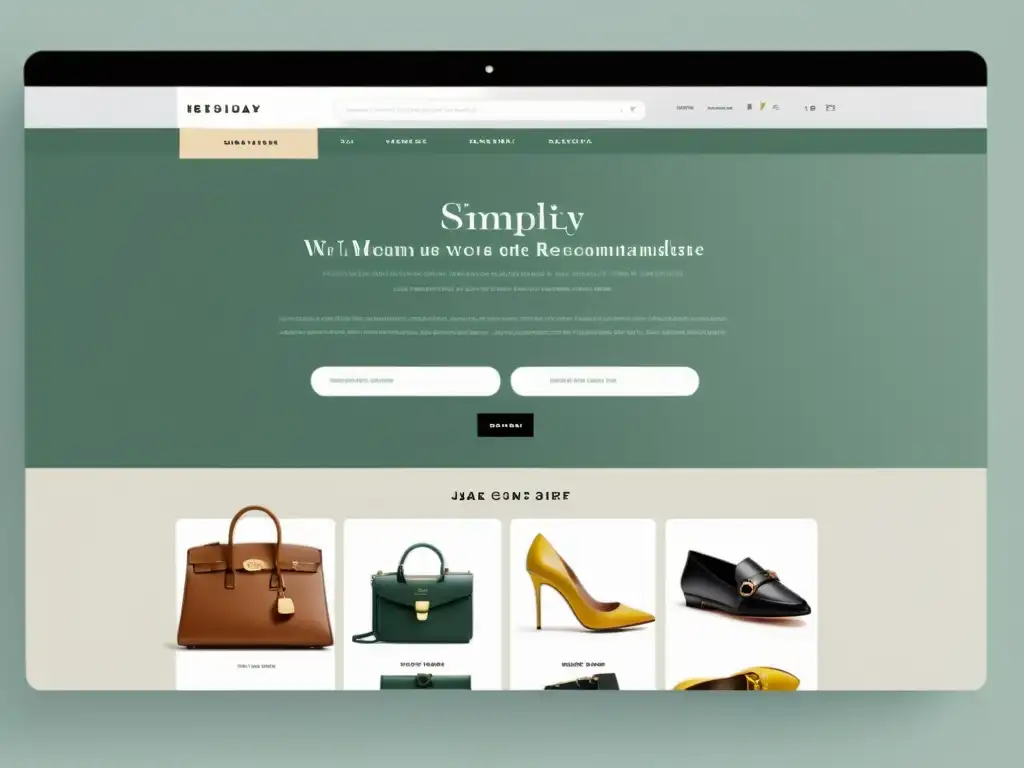Captura de pantalla de un elegante y minimalista sitio de ecommerce con estrategias de personalización para pequeños ecommerce, destacando la experiencia del usuario