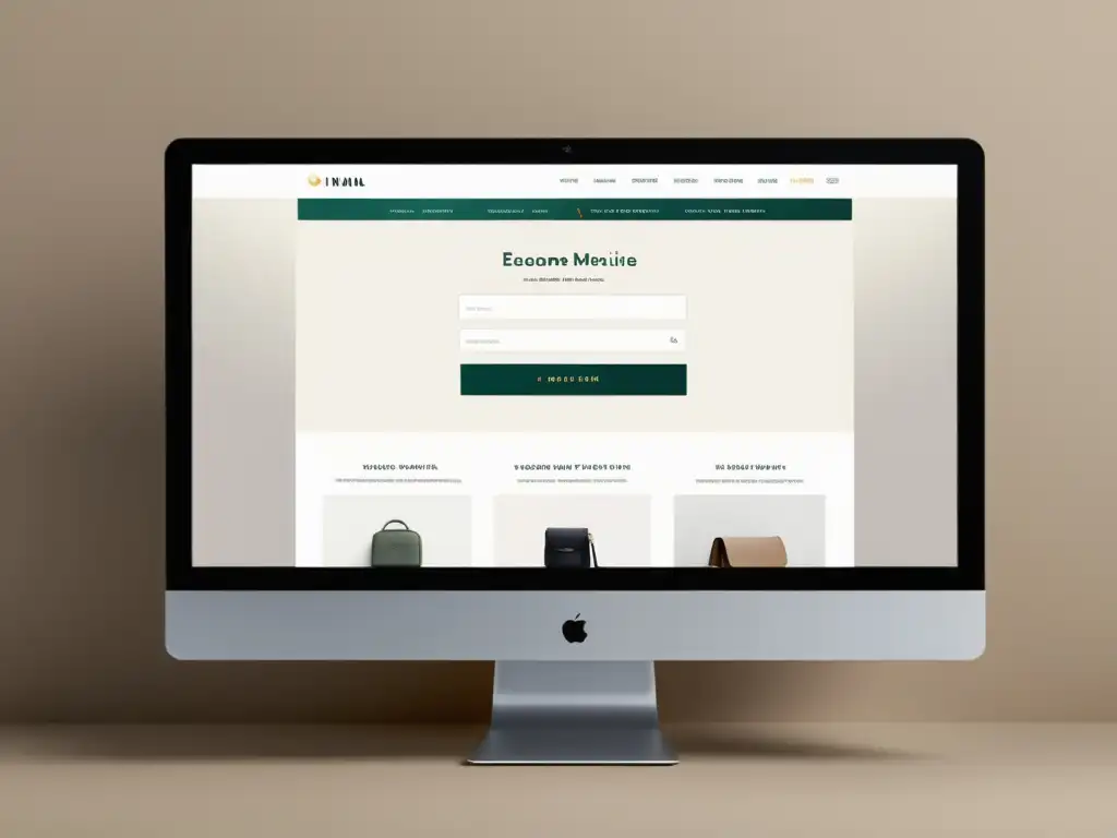 Captura de pantalla de una elegante y minimalista landing page de ecommerce