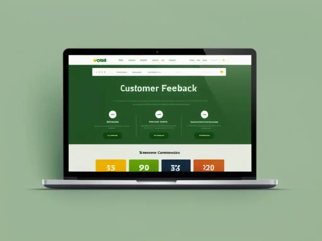 Captura de pantalla de interface de ecommerce moderno con énfasis en opiniones de clientes y feedback