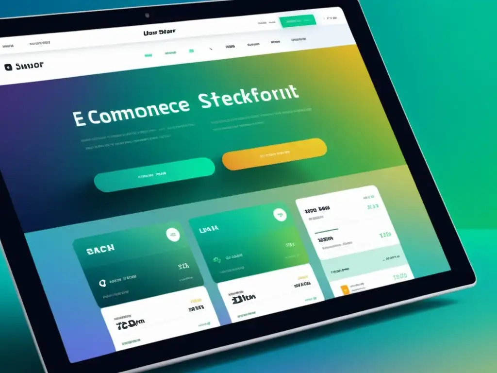 Captura de pantalla de una plataforma emergente en comercio electrónico, con diseño moderno, navegación amigable y proceso de pago fluido