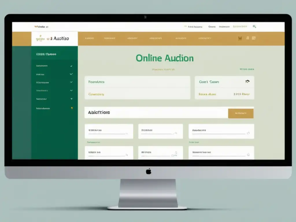 Captura de pantalla de una web de subastas online con diseño moderno y colores sutiles, transmitiendo profesionalismo y eficiencia