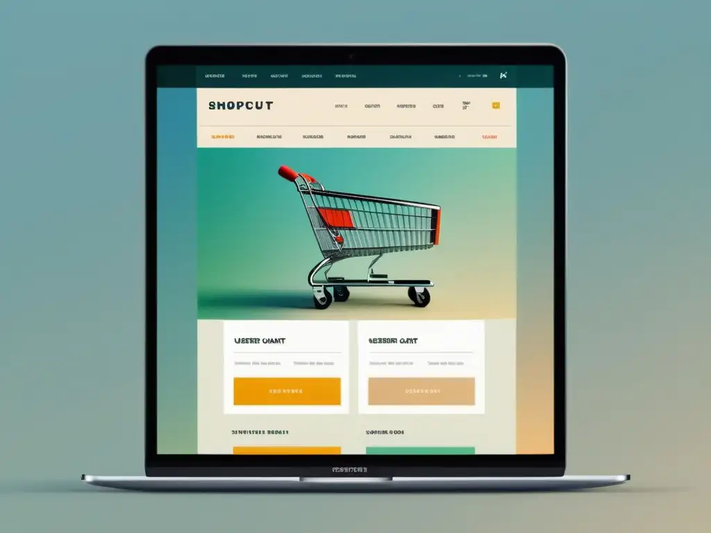 Diseño UX/UI para carrito de compras: Interfaz elegante y amigable, navegación intuitiva, tipografía moderna y colores sutiles