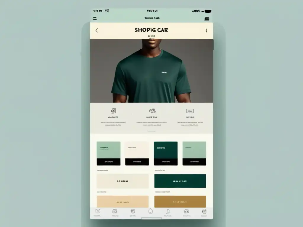 Diseño UX/UI para carrito de compras: Interfaz minimalista y amigable, con líneas limpias y navegación intuitiva