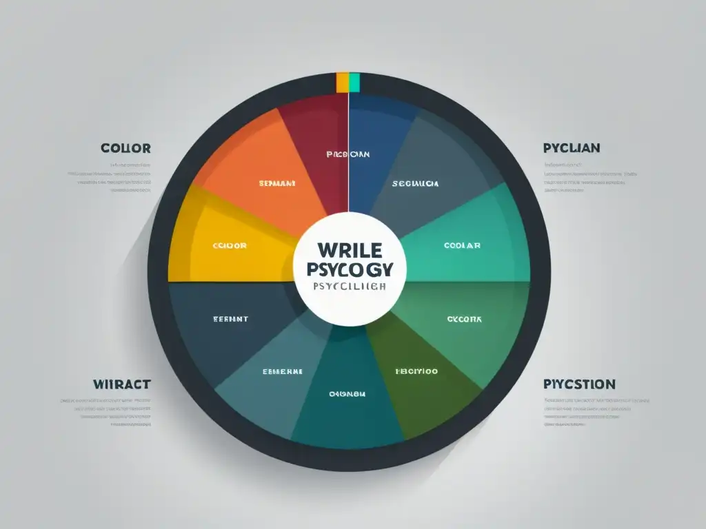 Color wheel con tonos diversos, elementos de diseño web moderno y asociaciones emocionales, impacto psicología color ecommerce