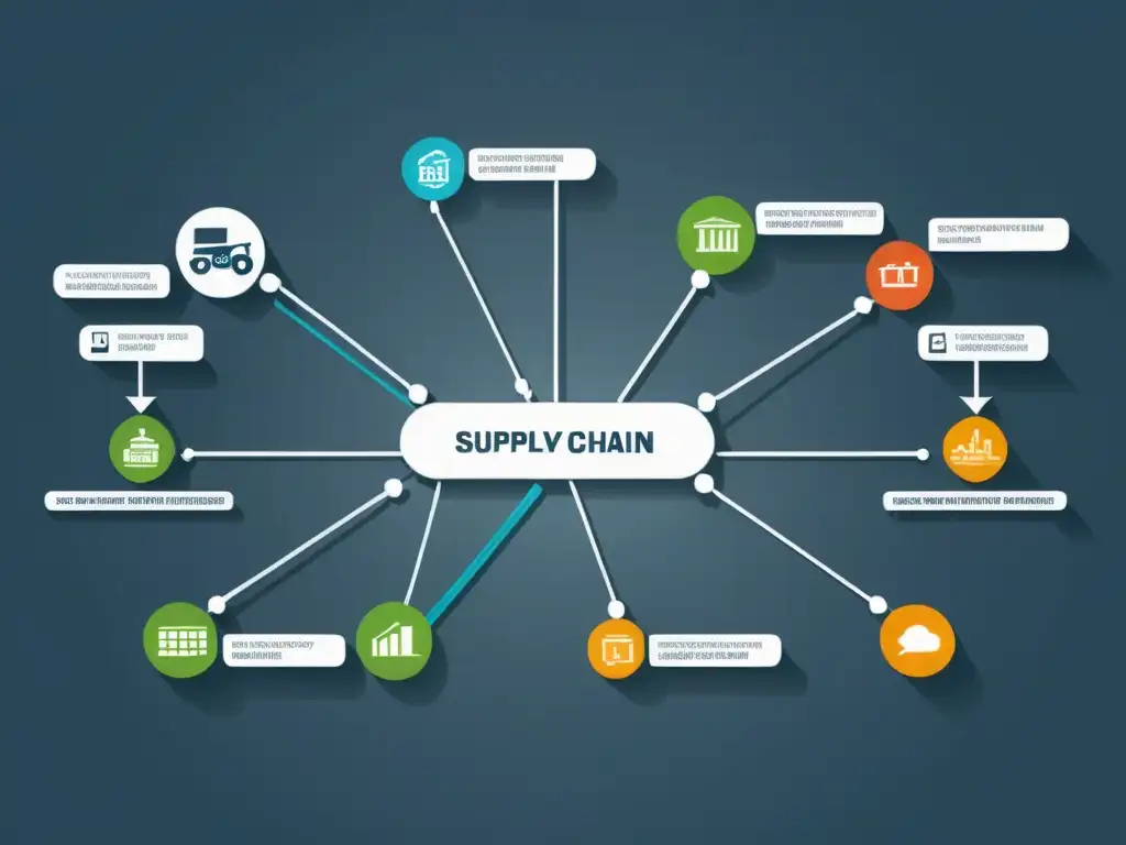 Compleja red de gestión de riesgos en cadena de suministro: diseño minimalista y detallado, enfocado en resiliencia y profesionalismo