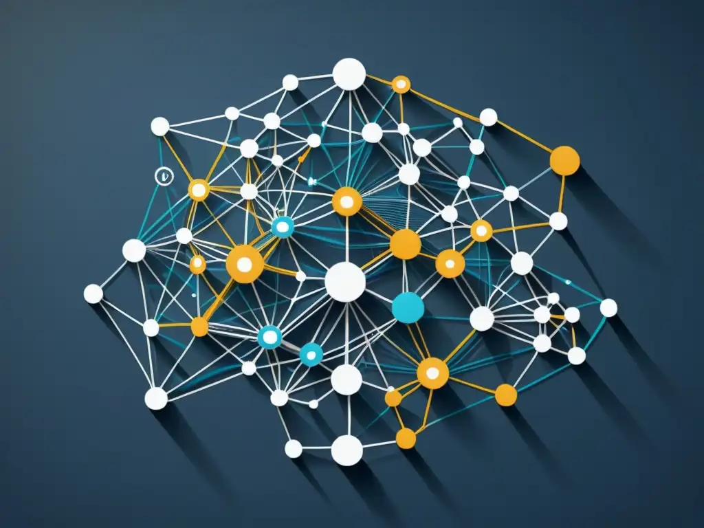 Complejidad de adaptar estrategias en redes sociales a cambios algoritmos, ilustración minimalista de nodos interconectados