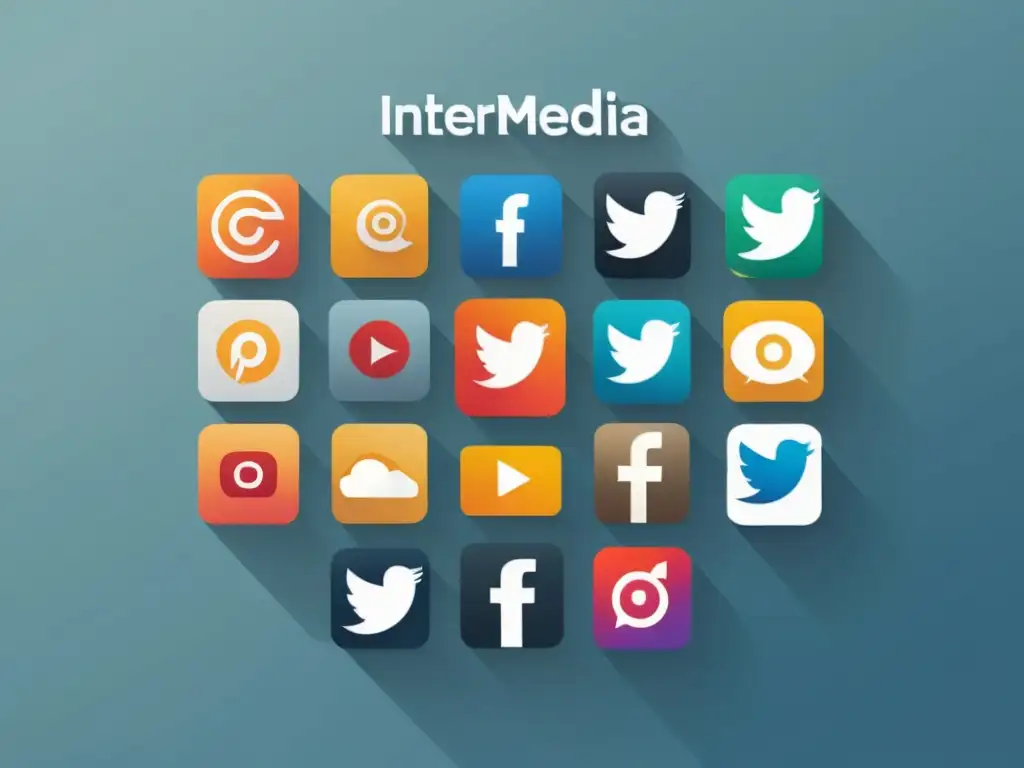 Conjunto minimalista de iconos de redes sociales interconectados en un diseño moderno y elegante, con patrón visual impactante