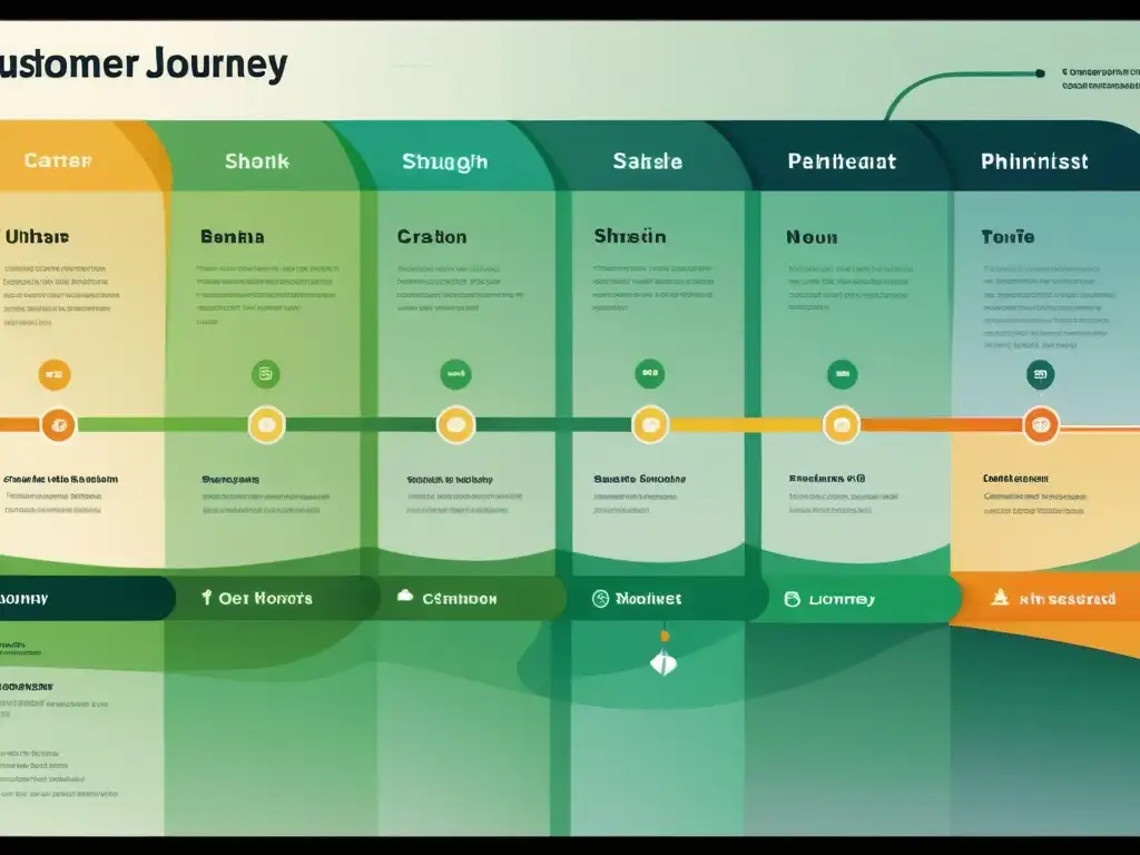 Detallado mapa de recorrido del cliente en 8k, con técnicas upselling y crossselling en ecommerce