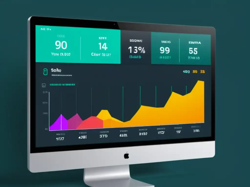 Detalle de interfaz futurista de panel de control de comercio electrónico con visualizaciones vibrantes de análisis de sentimiento