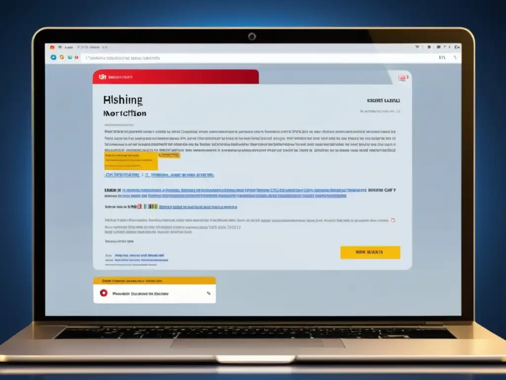 Detalle de pantalla de ordenador con sofisticado email de phishing
