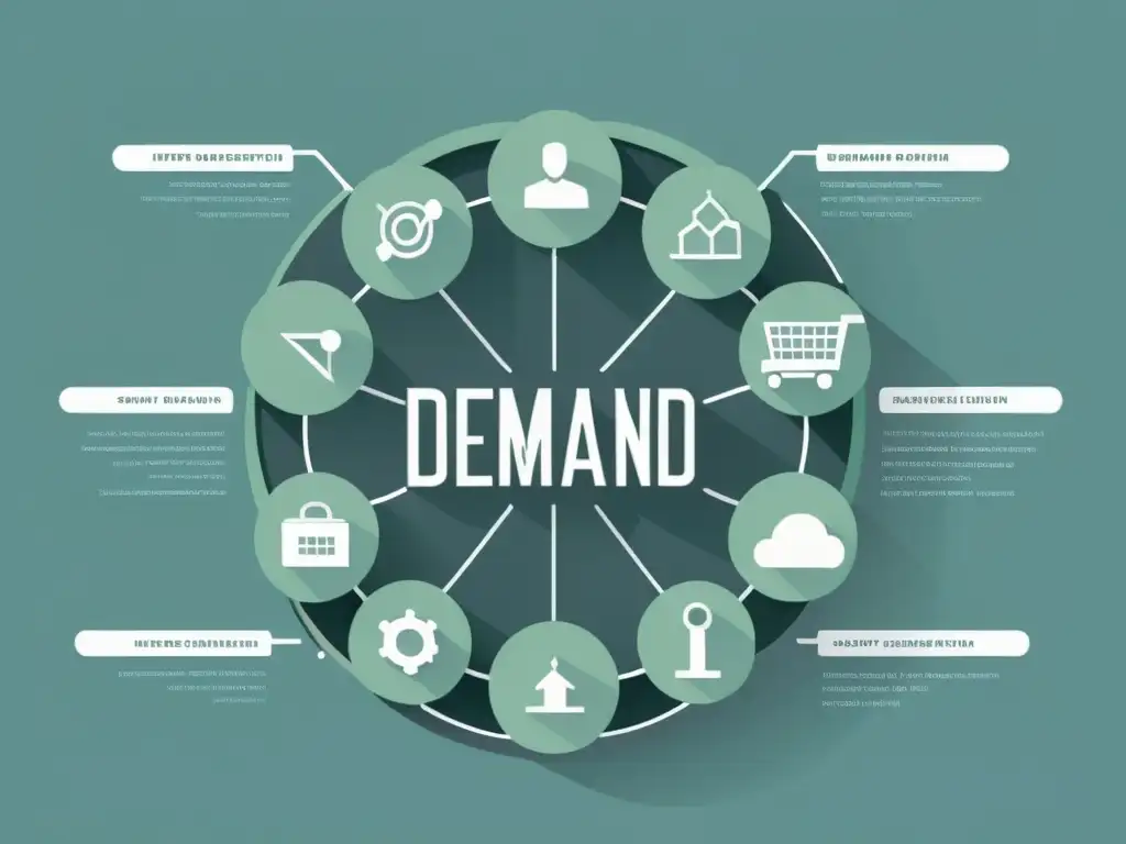 Un diagrama minimalista de una cadena de suministro con nodos interconectados representando diferentes etapas del proceso de pronóstico de demanda