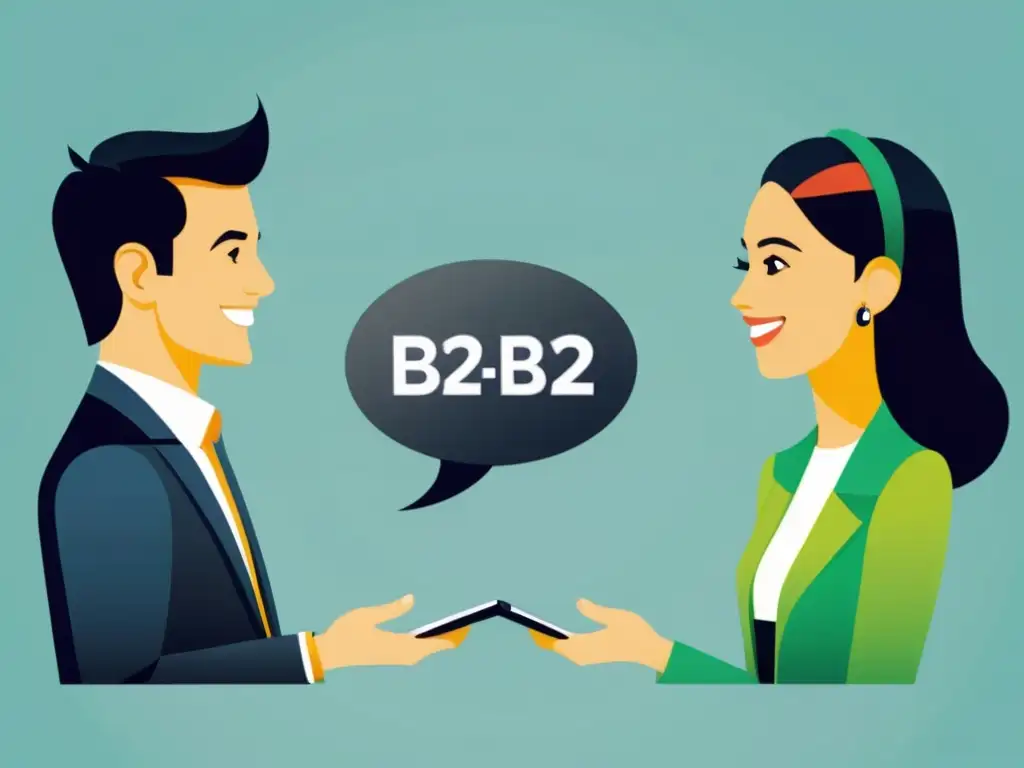 Diferencias entre B2B y B2C: la experiencia del cliente profesional frente al consumidor casual, reflejadas en ilustración minimalista