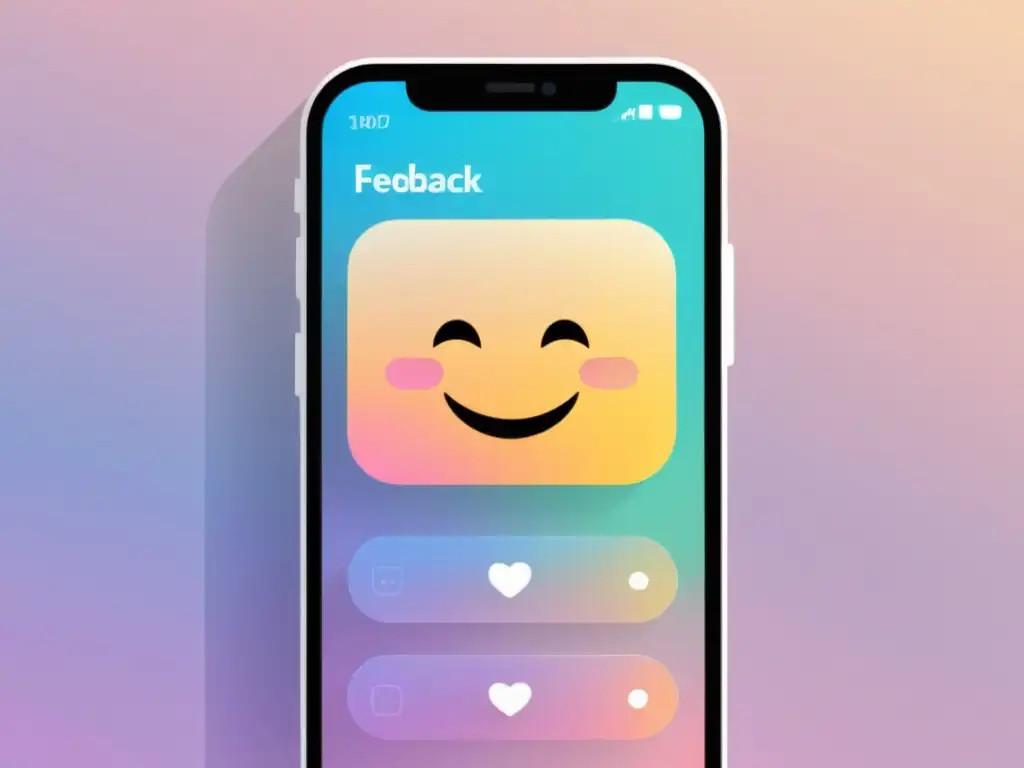 Un diseño moderno de pantalla de smartphone con interfaz limpia y retroalimentación positiva, transmitiendo la importancia del feedback instantáneo