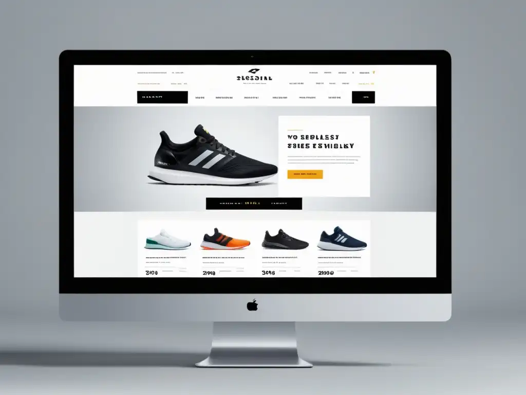 Diseño de sitios de Ecommerce con Big Data: Imagen minimalista de interfaz web moderna y sofisticada, con líneas limpias y tipografía impactante