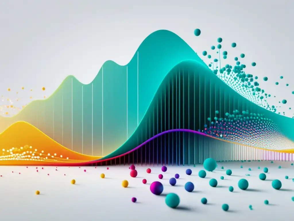 Visualización efectiva en análisis de sentimiento del cliente: Intrincado gráfico de datos en colores vibrantes sobre fondo blanco