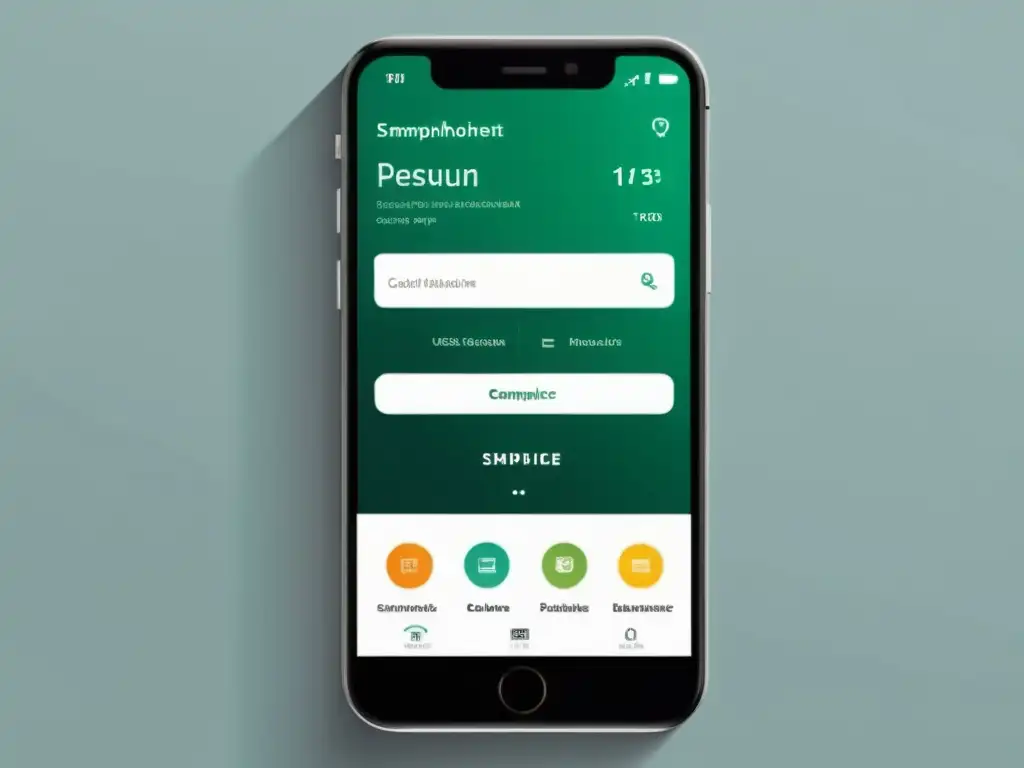 Una elegante imagen de un smartphone con una interfaz de aplicación Ecommerce limpia y moderna