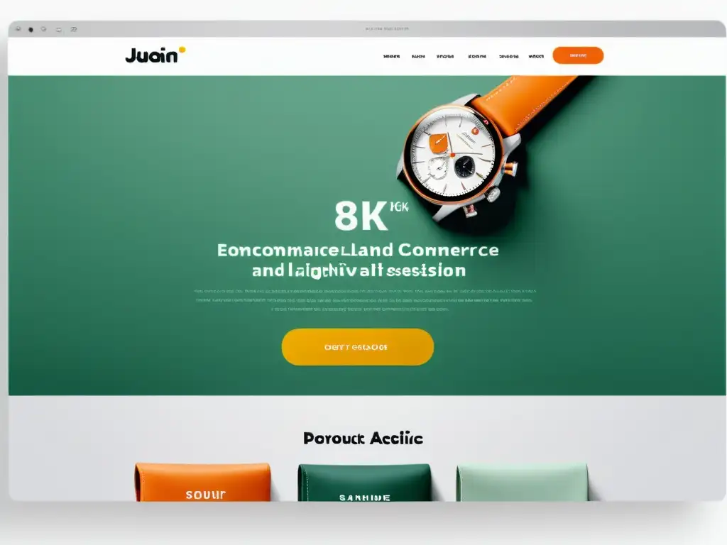 Una elegante landing page de ecommerce con diseño limpio y llamativo, siguiendo las mejores prácticas diseño landing pages