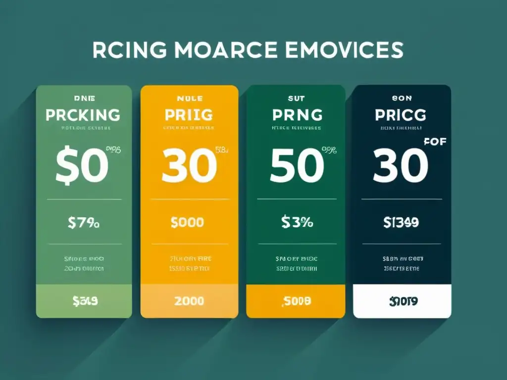 Representación gráfica elegante y minimalista de estrategias de precios para ecommerce, con líneas limpias y tipografía moderna