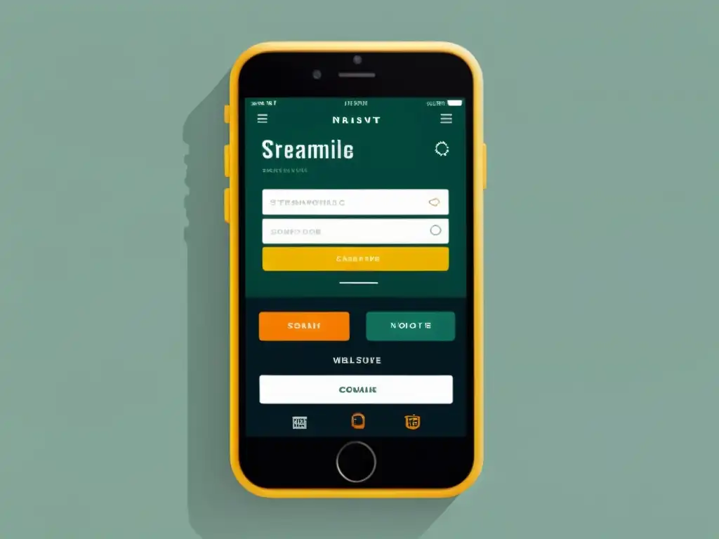 Interfaz móvil elegante y minimalista con diseño UX optimizado para móviles, navegación intuitiva y tipografía nítida