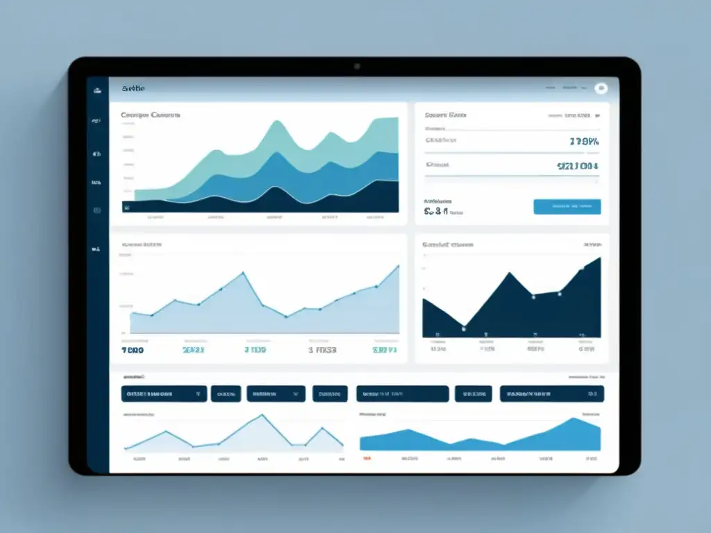 Un elegante panel de control de ecommerce con diseño minimalista en blanco y azul