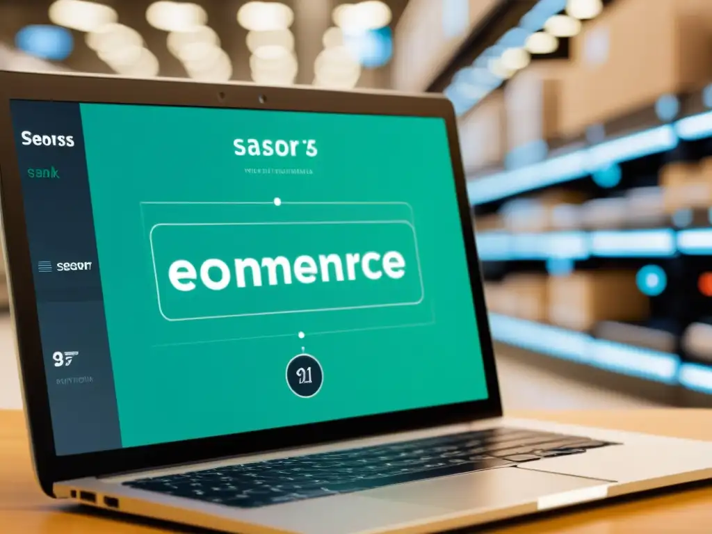 Un elegante sistema de sensores en un entorno de ecommerce, mostrando monitoreo en tiempo real y analítica de datos