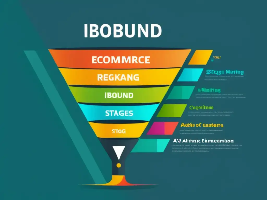 Un embudo minimalista con etapas diversas, representando el proceso de Inbound Marketing para eCommerce