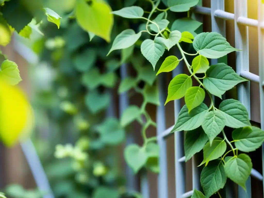 Un enredadero de hojas verdes en un jardín soleado, simbolizando el crecimiento orgánico, perfecto para 'Formas orgánicas de aumentar seguidores'