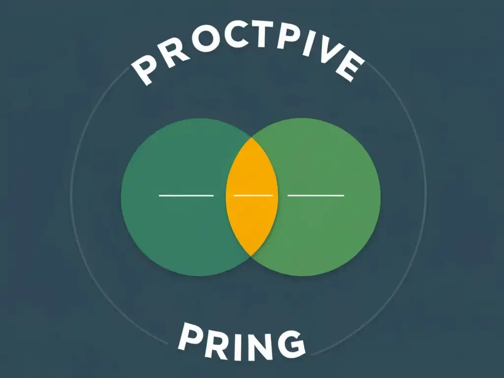 Venn diagrama con estrategias de diferenciación de productos y precios online en tonos modernos y líneas limpias