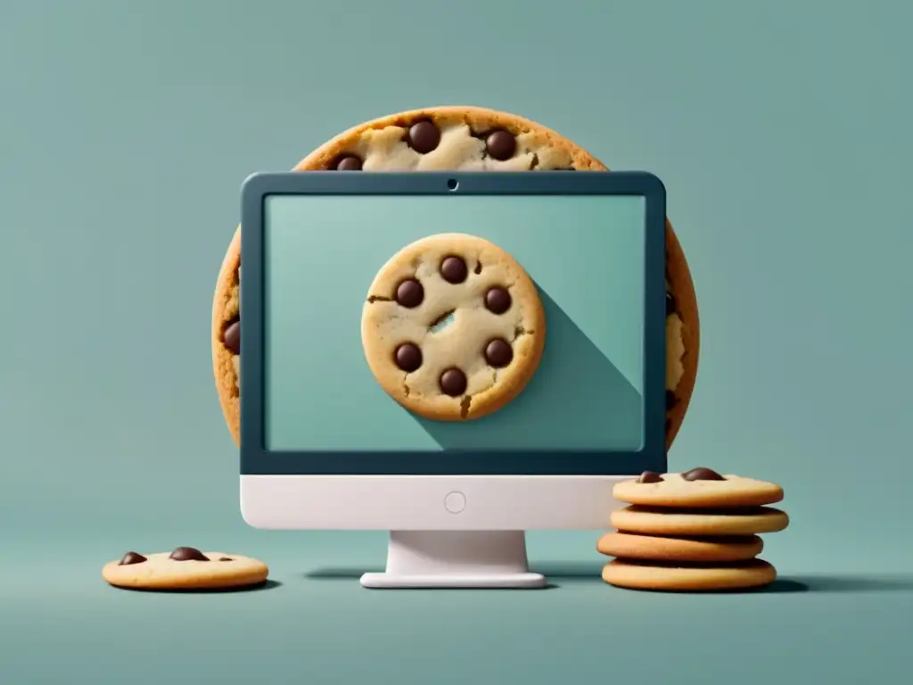 Implementación de estrategias para cumplir la ley de cookies en un sitio de ecommerce, ilustrado con minimalismo y profesionalismo