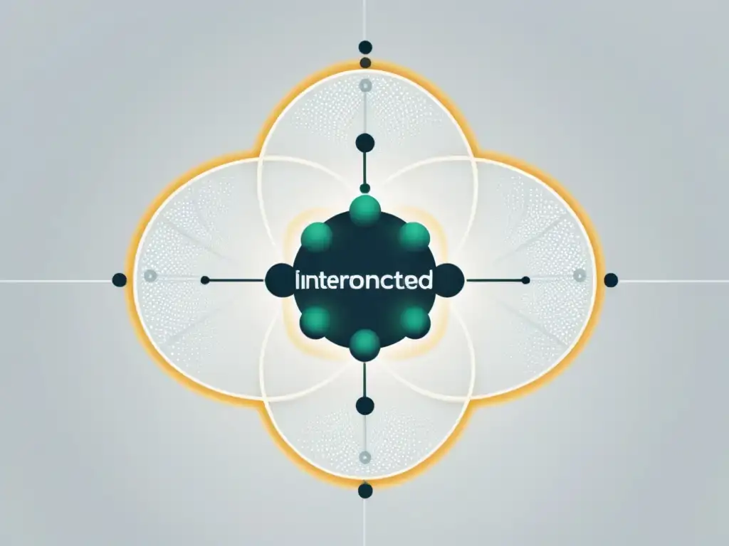 Interconexión ética: nodos algoritmo productos ecommerce, transparencia y recomendaciones, ilustración minimalista