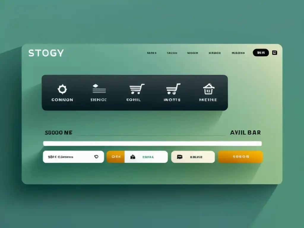 Exquisito diseño de menús y barras UX/UI para Ecommerce: minimalista, detallado y profesional, con categorías claras y efectos sutiles