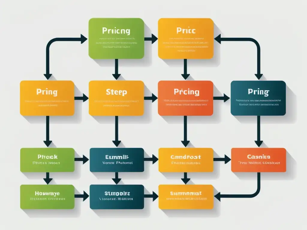 Flujo de estrategia de precios modernos y minimalista en fondo blanco transmitiendo la importancia del precio de coste en el comercio electrónico