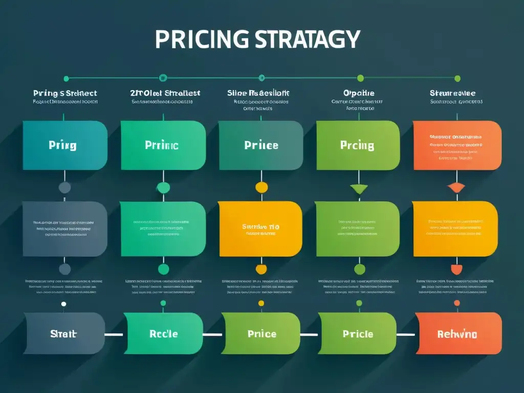 Flujo de estrategias de precios para ecommerce en un diagrama minimalista y moderno, transmitiendo profesionalismo y claridad