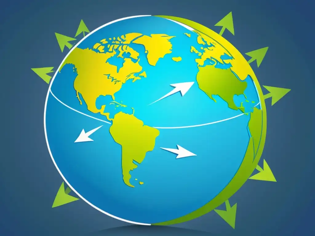 Un globo rodeado de regulaciones internacionales de comercio electrónico, simbolizando el impacto en el comercio global