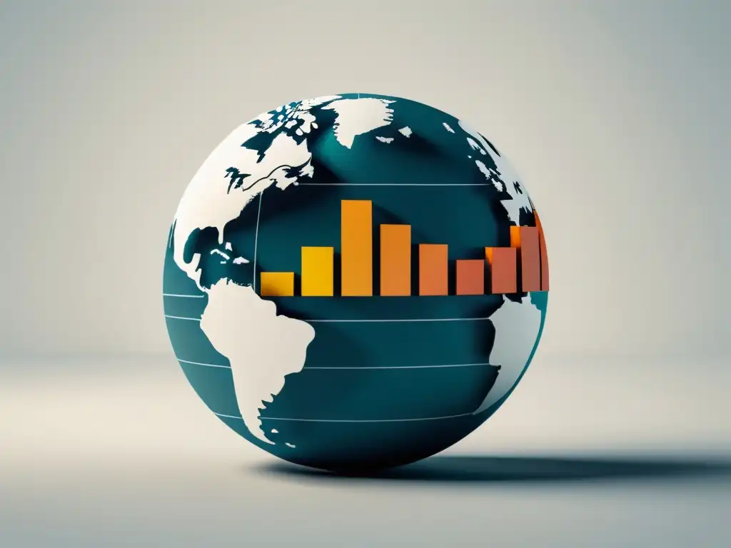 Un globo terráqueo rodeado de gráficos de precios dinámicos, representando estrategias de precio dinámico en el eCommerce global