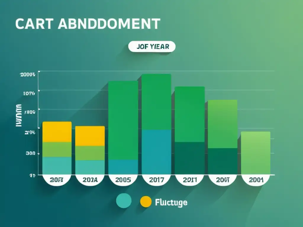 Gráfica de barras minimalista de la tasa de abandono en ecommerce, con colores que simbolizan mejora de la situación