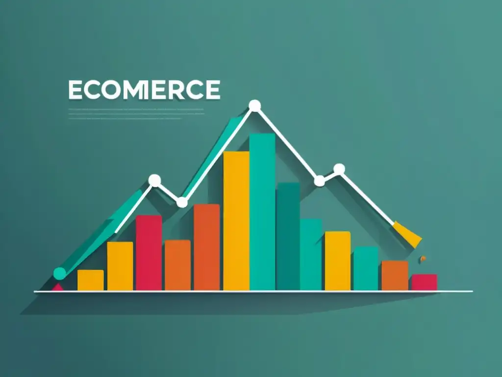 Gráfica de crecimiento empresarial en Ecommerce, con diseño moderno y colores vibrantes que transmiten éxito y progreso