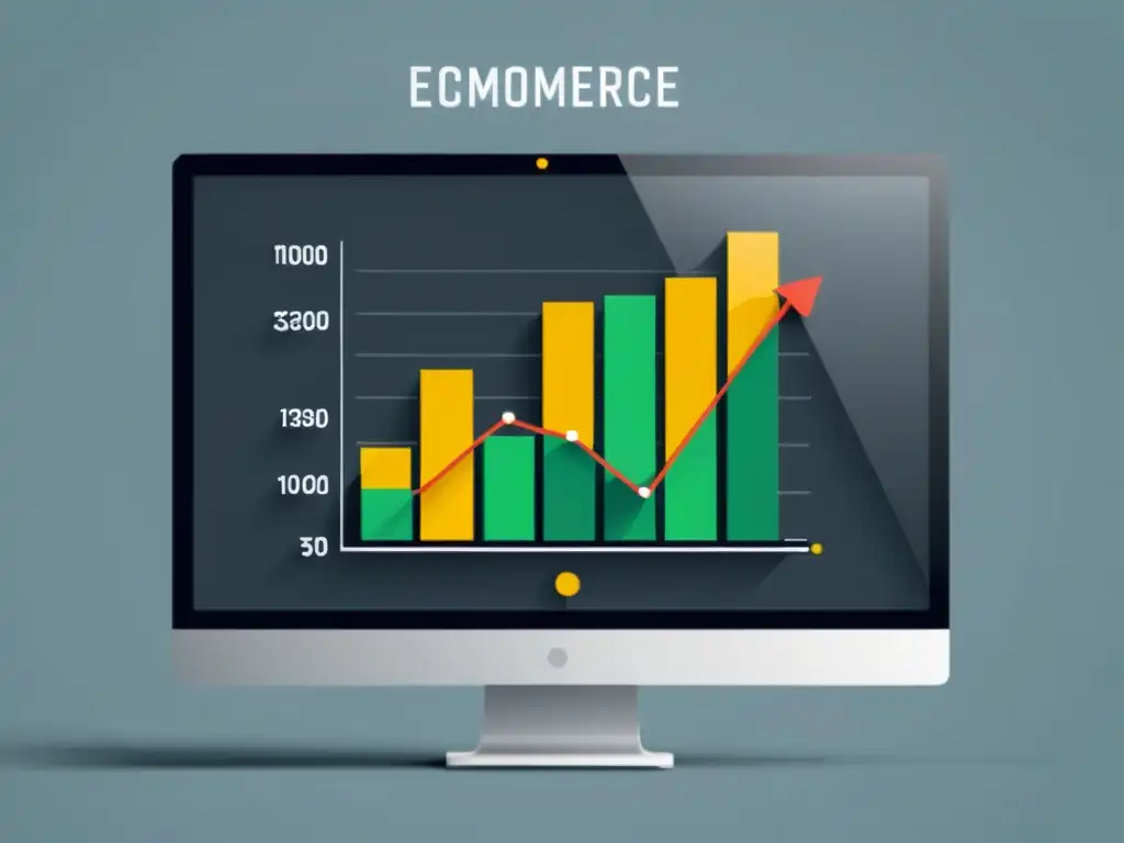 Gráfica de crecimiento de ventas en comercio electrónico, diseño minimalista y efectiva publicidad programática