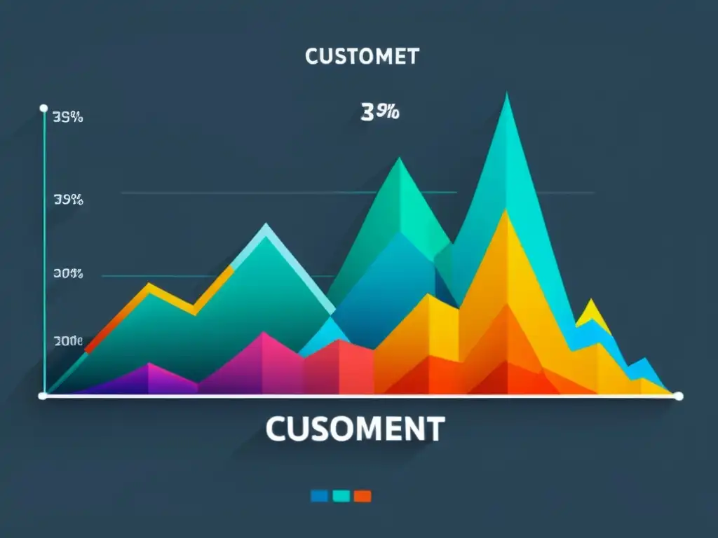 Gráfica minimalista de análisis de sentimiento en comercio electrónico con colores vibrantes que representan la fluctuación de la opinión del cliente