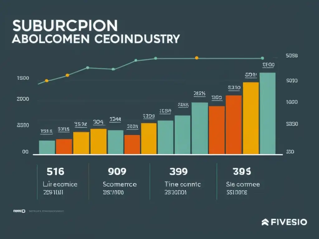 Gráfica minimalista de alta resolución que muestra el atractivo de las suscripciones en comercio electrónico con colores sutiles y tipografía moderna