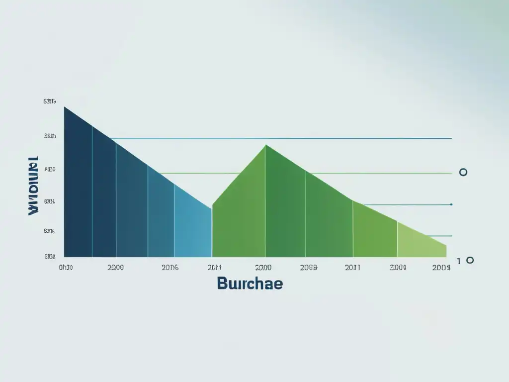 Gráfica minimalista de tendencias de compra online en tonos azules y verdes sobre fondo blanco