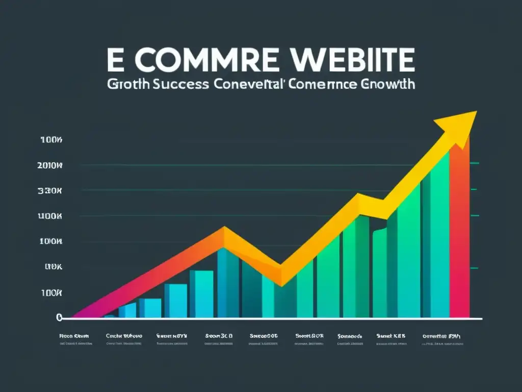 Un gráfico de crecimiento exitoso en ecommerce, con diseño moderno y colores vibrantes