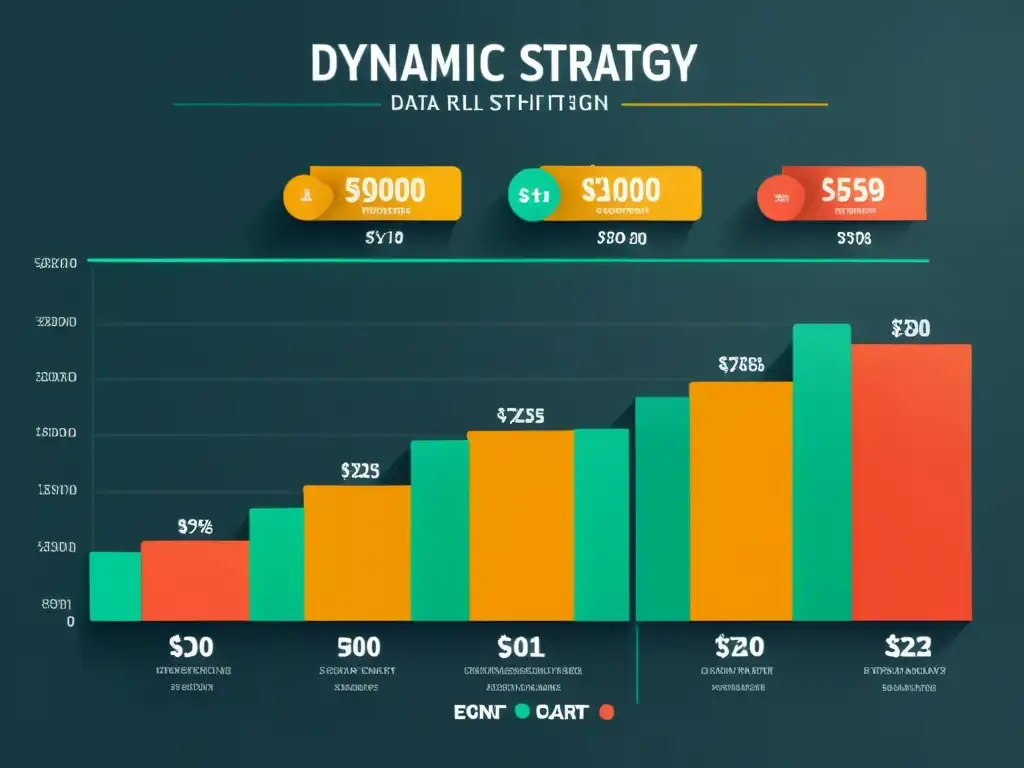 Gráfico de estrategias de precios en eCommerce competitivas con diseño moderno y sofisticado, transmitiendo insights estratégicos