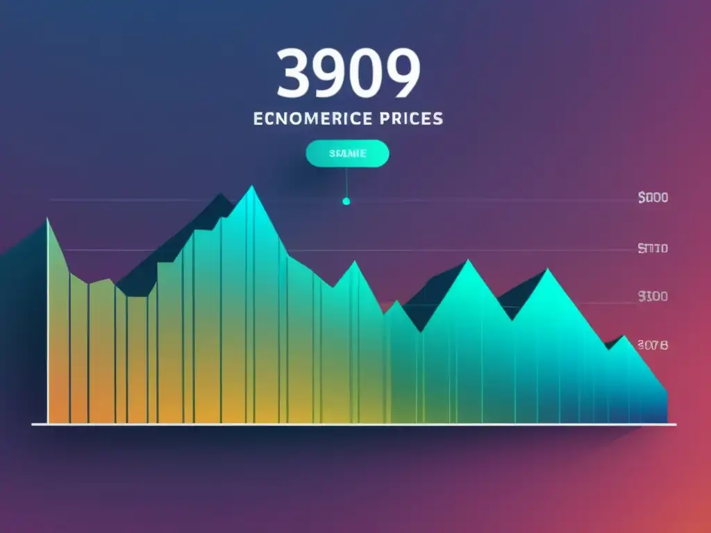 Gráfico de líneas con colores degradados que muestra la fluctuación de precios en el tiempo en un entorno de comercio electrónico