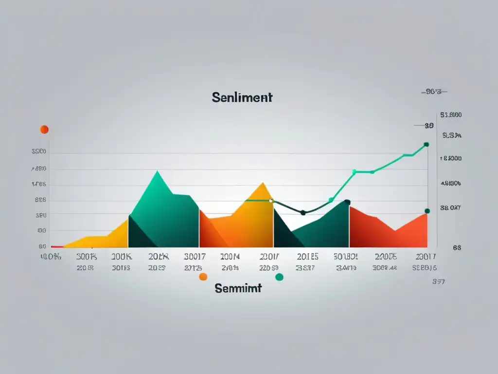 Gráfico de líneas detallado en 8k que muestra la correlación entre análisis de sentimiento y ventas en ecommerce