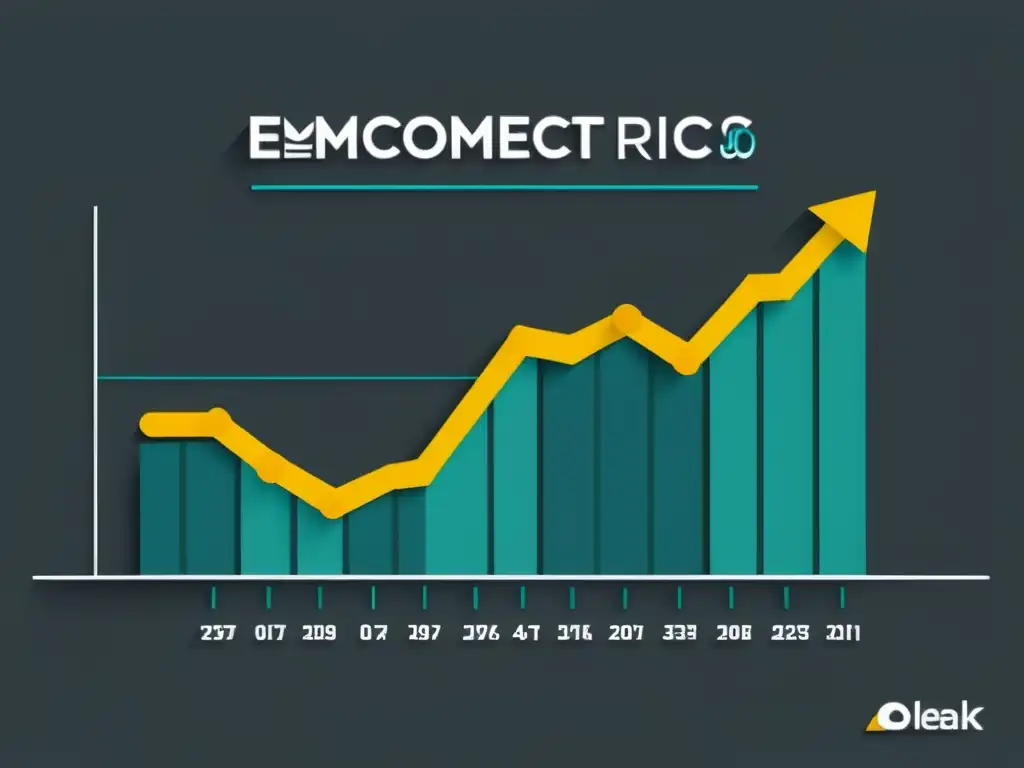 Gráfico de líneas minimalista que muestra el análisis de big data en ecommerce en un elegante fondo blanco